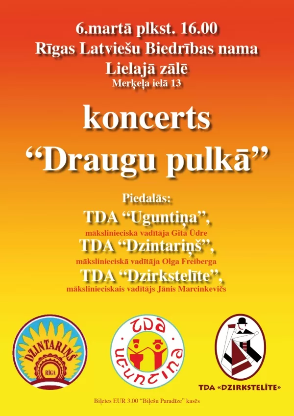 Aicinām uz gadskārtējo draudzības koncertu! 2016